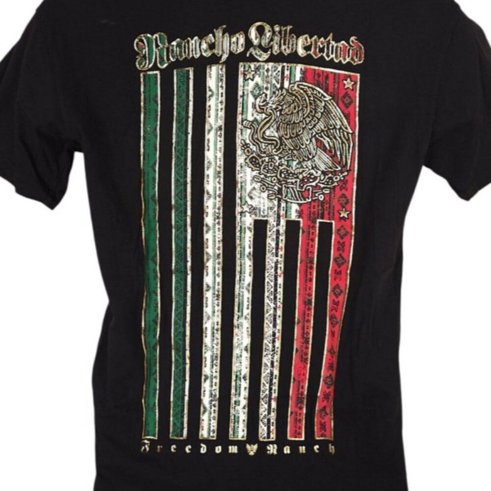 Freedom Ranch T Shirt Mens Size XS Black Rancho Libertad Mexican Flag Mexico